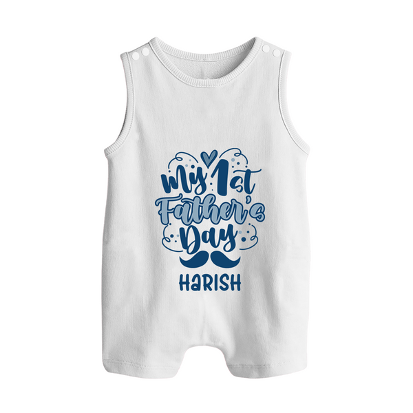 Daddy's First Father's Day Romper Suit/Sleeveless Romper | Personalized Outfit for Newborns - WHITE - 0 - 5 Months Old (Chest 18")