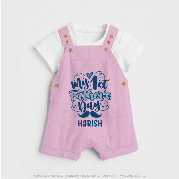 Daddy's First Father's Day Dungaree Set | Personalized Outfit for Newborns - BABY PINK - 0 - 5 Months Old (Chest 18")