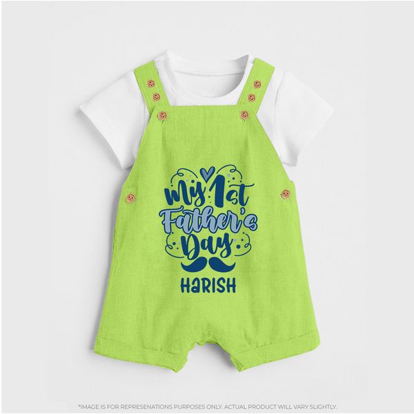 Daddy's First Father's Day Dungaree Set | Personalized Outfit for Newborns - GREEN - 0 - 5 Months Old (Chest 18")