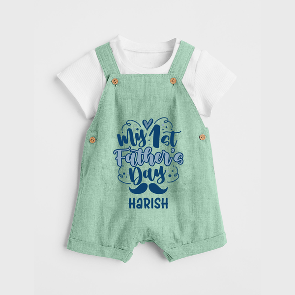 Daddy's First Father's Day Dungaree Set | Personalized Outfit for Newborns - MINT GREEN - 0 - 5 Months Old (Chest 18")
