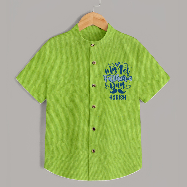 Daddy's First Father's Day Shirt | Personalized Outfit for Newborns - LIME GREEN - 0 - 6 Months Old (Chest 23")