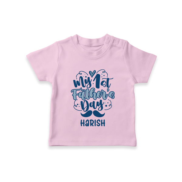 Daddy's First Father's Day T-Shirt | Personalized Outfit for Newborns - BABY PINK - 0-5 Months Old (Chest 17")