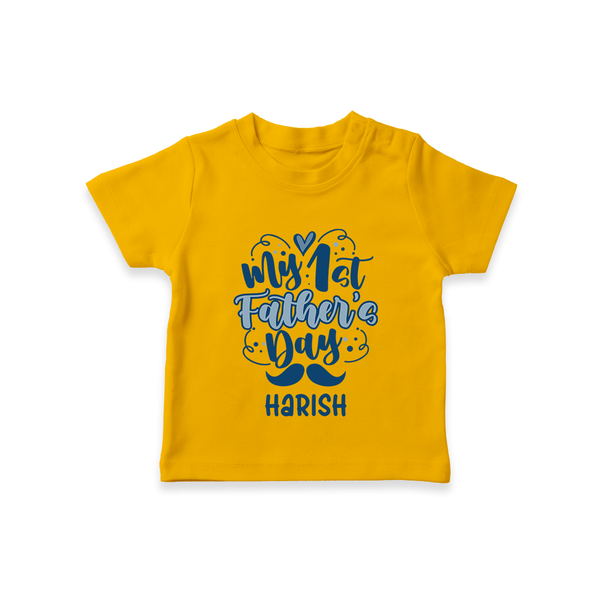 Daddy's First Father's Day T-Shirt | Personalized Outfit for Newborns - CHROME YELLOW - 0-5 Months Old (Chest 17")