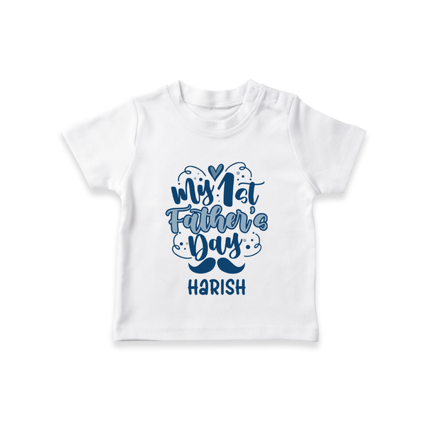Daddy's First Father's Day T-Shirt | Personalized Outfit for Newborns - WHITE - 0-5 Months Old (Chest 17")