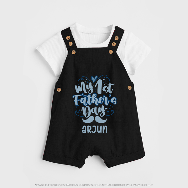 Daddy's First Father's Day Dungaree Set | Personalized Outfit for Newborns - BLACK - 0 - 5 Months Old (Chest 18")