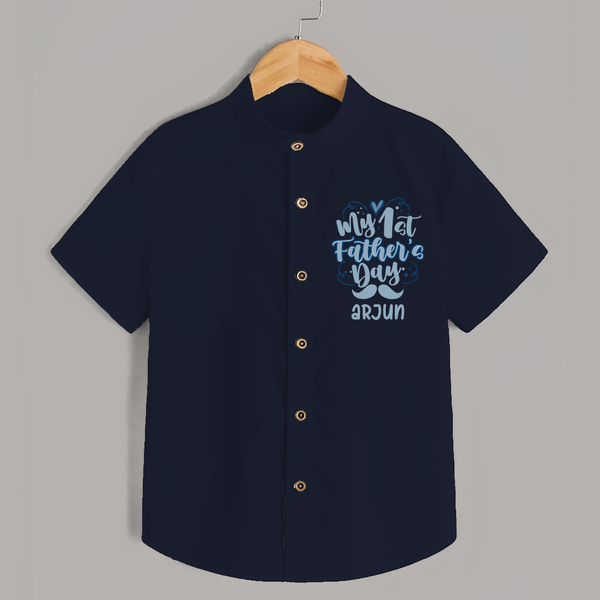 Daddy's First Father's Day Shirt | Personalized Outfit for Newborns - NAVY BLUE - 0 - 6 Months Old (Chest 23")
