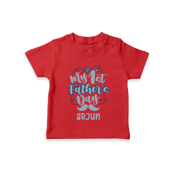Daddy's First Father's Day T-Shirt | Personalized Outfit for Newborns - RED - 0-5 Months Old (Chest 17")