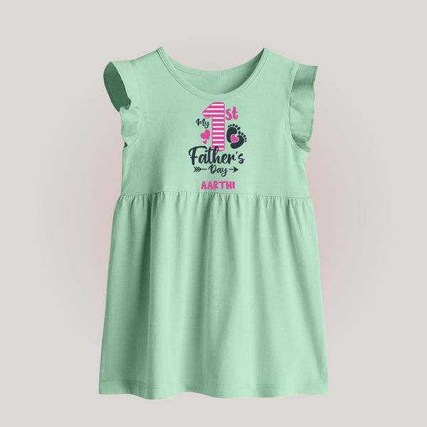 Happy First Father's Day Baby Frock | Baby's Gift to Dad Soft and Adorable - MINT GREEN - 0 - 3 Months Old (Chest 17")