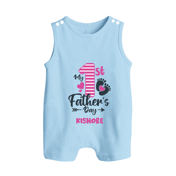Happy First Father's Day Romper Suit/Sleeveless Romper | Baby's Gift to Dad Soft and Adorable - BABY BLUE - 0 - 5 Months Old (Chest 18")