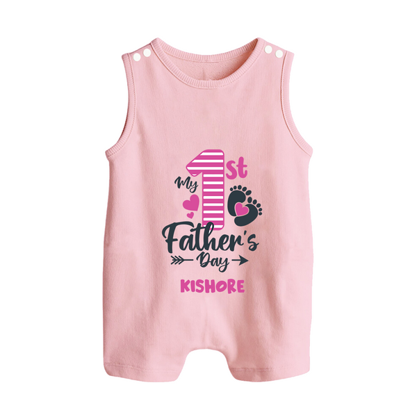 Happy First Father's Day Romper Suit/Sleeveless Romper | Baby's Gift to Dad Soft and Adorable - BABY PINK - 0 - 5 Months Old (Chest 18")