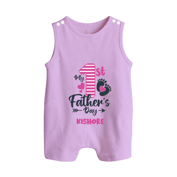 Happy First Father's Day Romper Suit/Sleeveless Romper | Baby's Gift to Dad Soft and Adorable - LILAC - 0 - 5 Months Old (Chest 18")