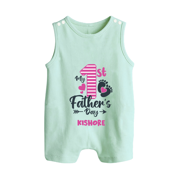 Happy First Father's Day Romper Suit/Sleeveless Romper | Baby's Gift to Dad Soft and Adorable - MINT GREEN - 0 - 5 Months Old (Chest 18")
