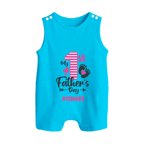 Happy First Father's Day Romper Suit/Sleeveless Romper | Baby's Gift to Dad Soft and Adorable - SKY BLUE - 0 - 5 Months Old (Chest 18")