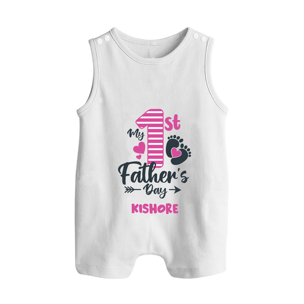 Happy First Father's Day Romper Suit/Sleeveless Romper | Baby's Gift to Dad Soft and Adorable - WHITE - 0 - 5 Months Old (Chest 18")