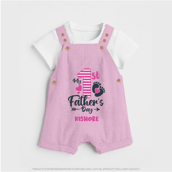 Happy First Father's Day Dungaree Set | Baby's Gift to Dad Soft and Adorable - BABY PINK - 0 - 5 Months Old (Chest 18")
