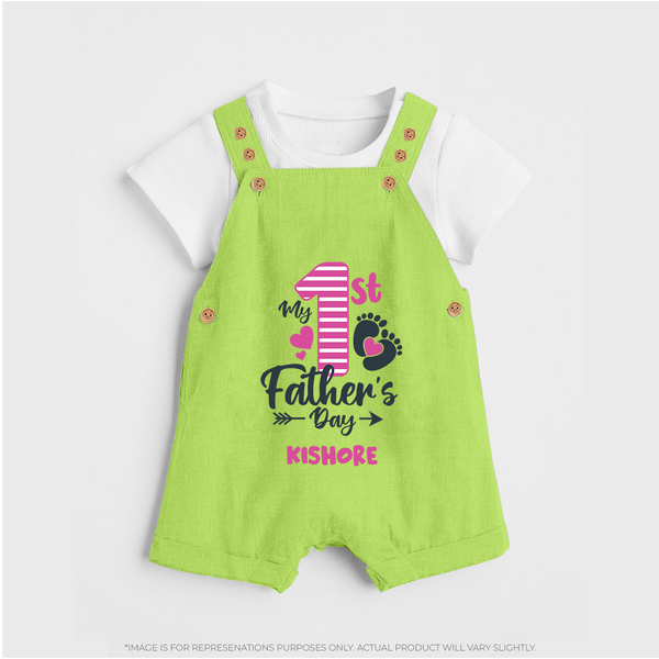 Happy First Father's Day Dungaree Set | Baby's Gift to Dad Soft and Adorable - GREEN - 0 - 5 Months Old (Chest 18")