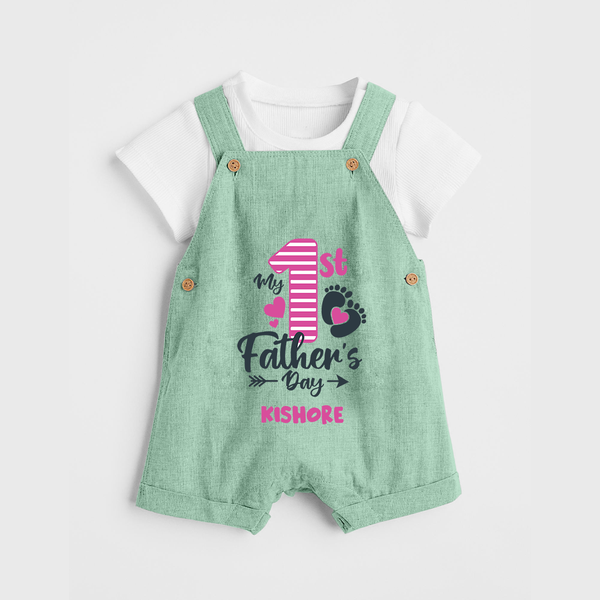 Happy First Father's Day Dungaree Set | Baby's Gift to Dad Soft and Adorable - MINT GREEN - 0 - 5 Months Old (Chest 18")