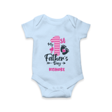 Happy First Father's Day Romper/Onesie | Baby's Gift to Dad Soft and Adorable - BABY BLUE - New Born (Chest 14")