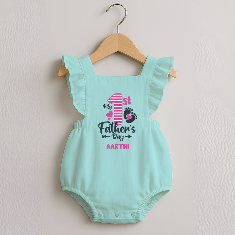 Happy First Father's Day Romper Frock | Baby's Gift to Dad Soft and Adorable - MINT GREEN - 0 - 3 Months Old (Chest 19")