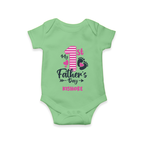 Happy First Father's Day Romper/Onesie | Baby's Gift to Dad Soft and Adorable - GREEN - New Born (Chest 14")