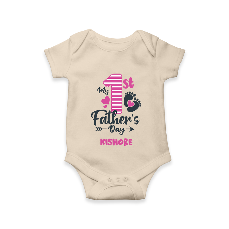 Happy First Father's Day Romper/Onesie | Baby's Gift to Dad Soft and Adorable - IVORY - New Born (Chest 14")