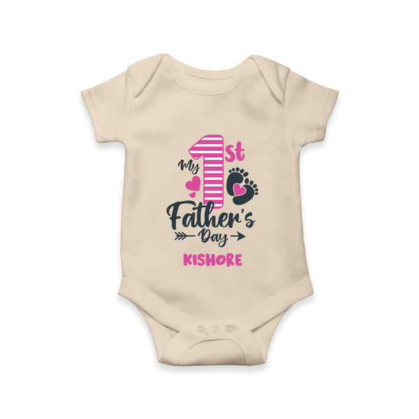 Happy First Father's Day Romper/Onesie | Baby's Gift to Dad Soft and Adorable - IVORY - New Born (Chest 14")