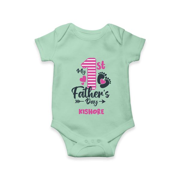 Happy First Father's Day Romper/Onesie | Baby's Gift to Dad Soft and Adorable - MINT GREEN - New Born (Chest 14")