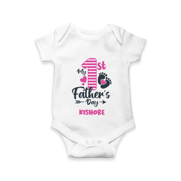 Happy First Father's Day Romper/Onesie | Baby's Gift to Dad Soft and Adorable - WHITE - New Born (Chest 14")