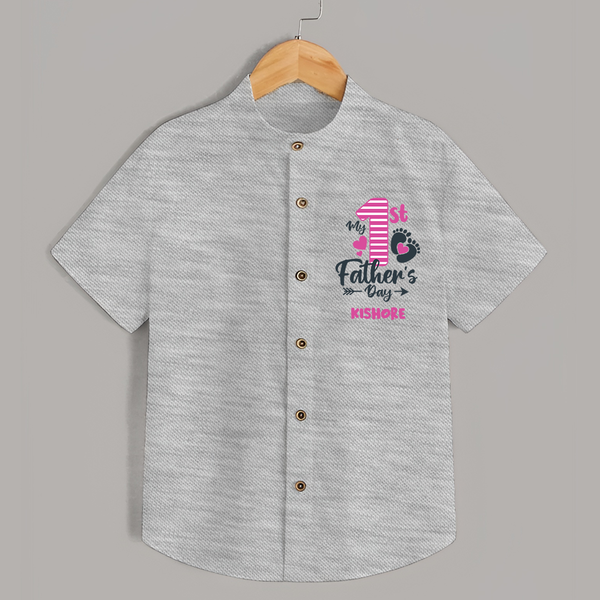 Happy First Father's Day Shirt | Baby's Gift to Dad Soft and Adorable - GREY - 0 - 6 Months Old (Chest 23")