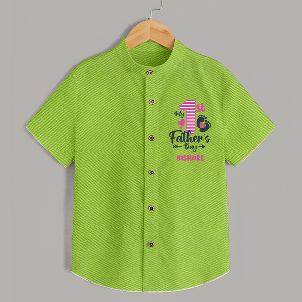 Happy First Father's Day Shirt | Baby's Gift to Dad Soft and Adorable - LIME GREEN - 0 - 6 Months Old (Chest 23")