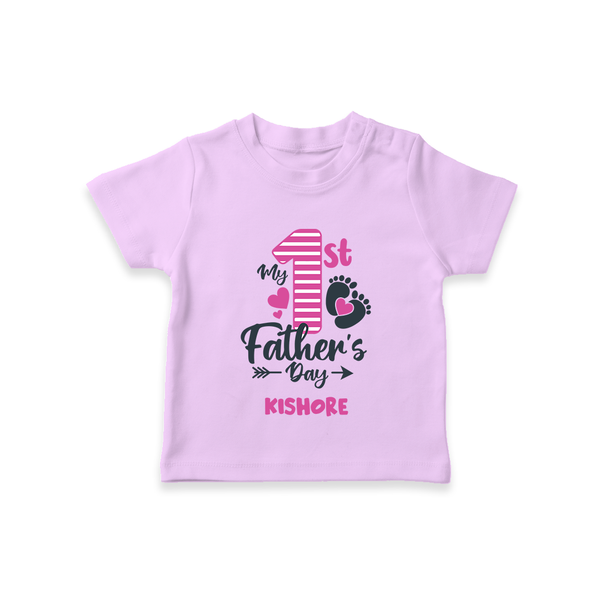 Happy First Father's Day T-Shirt | Baby's Gift to Dad Soft and Adorable - LILAC - 0-5 Months Old (Chest 17")