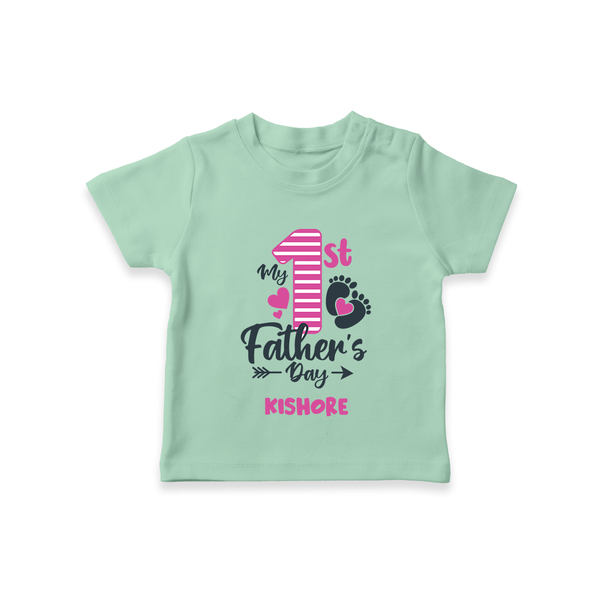 Happy First Father's Day T-Shirt | Baby's Gift to Dad Soft and Adorable - MINT GREEN - 0-5 Months Old (Chest 17")