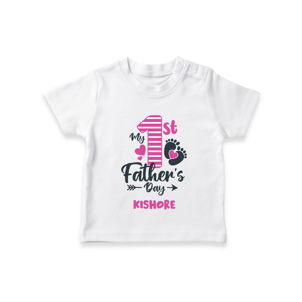 Happy First Father's Day T-Shirt | Baby's Gift to Dad Soft and Adorable - WHITE - 0-5 Months Old (Chest 17")