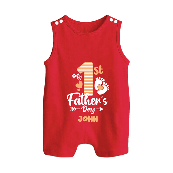 Happy First Father's Day Romper Suit/Sleeveless Romper | Baby's Gift to Dad Soft and Adorable - RED - 0 - 5 Months Old (Chest 18")