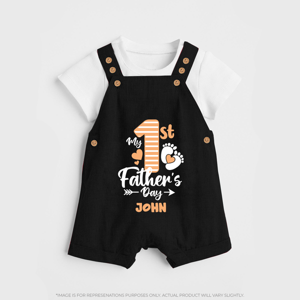 Happy First Father's Day Dungaree Set | Baby's Gift to Dad Soft and Adorable - BLACK - 0 - 5 Months Old (Chest 18")