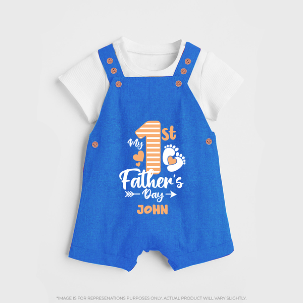Happy First Father's Day Dungaree Set | Baby's Gift to Dad Soft and Adorable - COBALT BLUE - 0 - 5 Months Old (Chest 18")