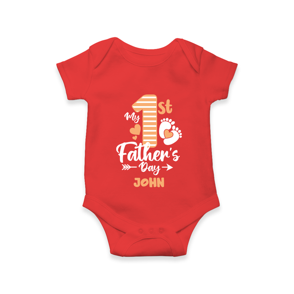 Happy First Father's Day Romper/Onesie | Baby's Gift to Dad Soft and Adorable - RED - New Born (Chest 14")