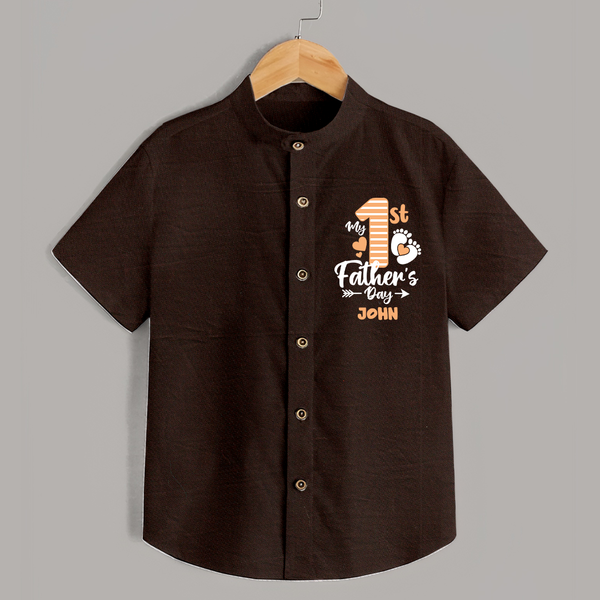 Happy First Father's Day Shirt | Baby's Gift to Dad Soft and Adorable - CHOCOLATE BROWN - 0 - 6 Months Old (Chest 23")