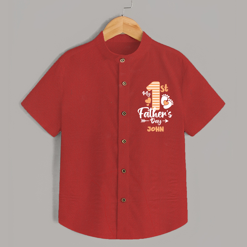 Happy First Father's Day Shirt | Baby's Gift to Dad Soft and Adorable - RED - 0 - 6 Months Old (Chest 23")