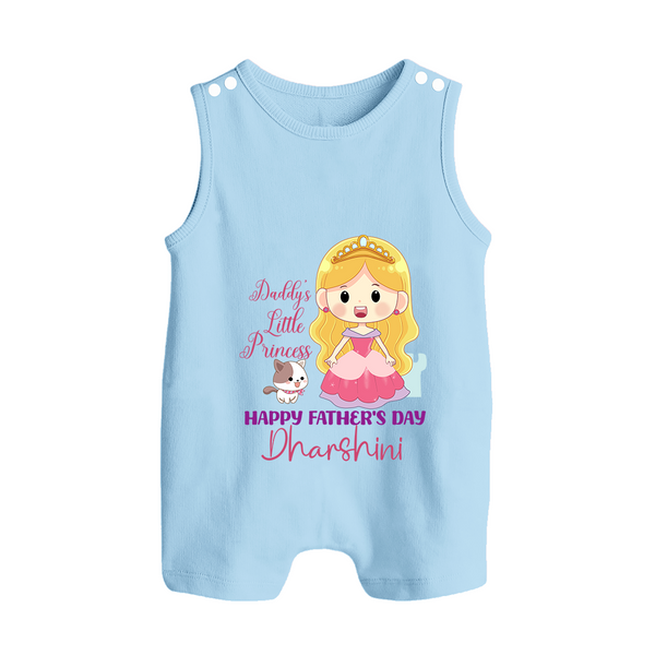 Newborn Romper Suit/Sleeveless Romper | Celebrate First Father's Day Custom Printed Design - BABY BLUE - 0 - 5 Months Old (Chest 18")
