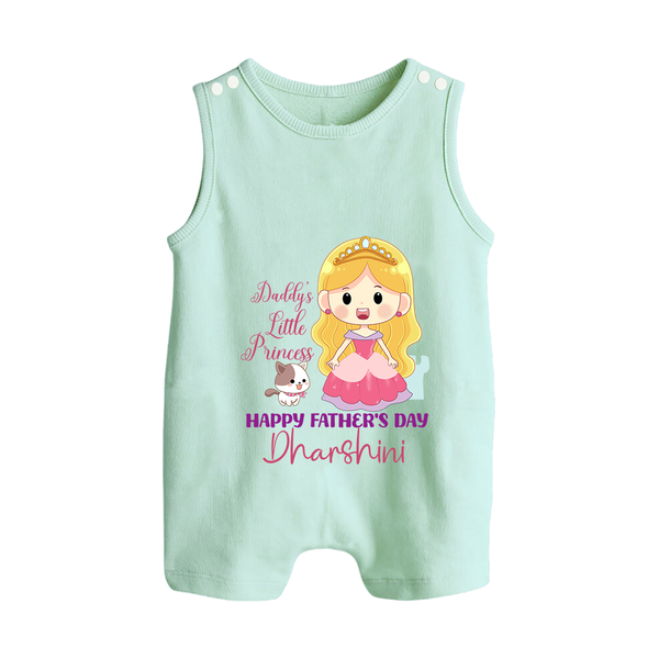 Newborn Romper Suit/Sleeveless Romper | Celebrate First Father's Day Custom Printed Design - MINT GREEN - 0 - 5 Months Old (Chest 18")
