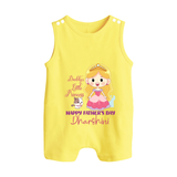Newborn Romper Suit/Sleeveless Romper | Celebrate First Father's Day Custom Printed Design - PASTEL YELLOW - 0 - 5 Months Old (Chest 18")