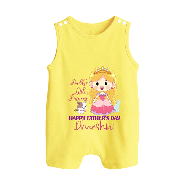 Newborn Romper Suit/Sleeveless Romper | Celebrate First Father's Day Custom Printed Design - PASTEL YELLOW - 0 - 5 Months Old (Chest 18")