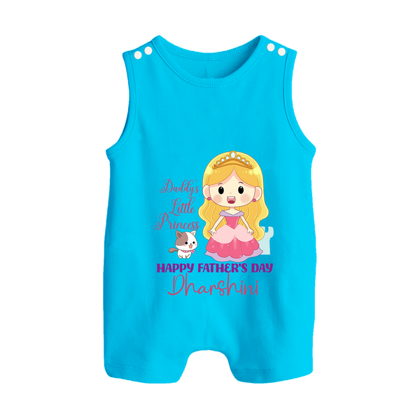 Newborn Romper Suit/Sleeveless Romper | Celebrate First Father's Day Custom Printed Design - SKY BLUE - 0 - 5 Months Old (Chest 18")