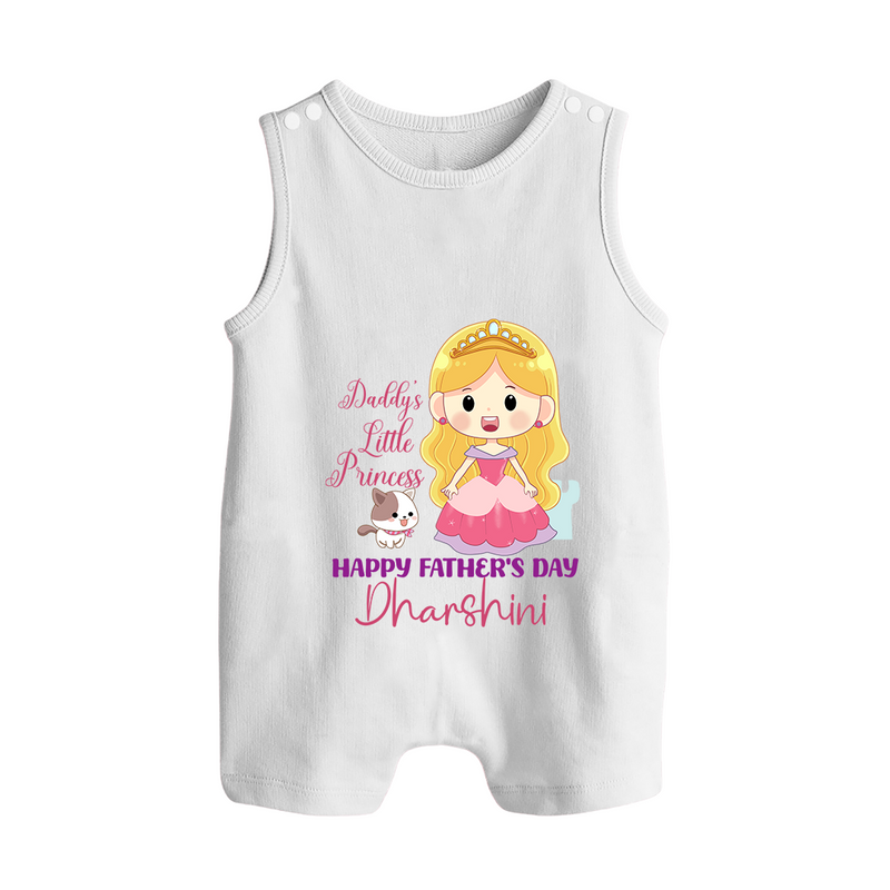 Newborn Romper Suit/Sleeveless Romper | Celebrate First Father's Day Custom Printed Design - WHITE - 0 - 5 Months Old (Chest 18")