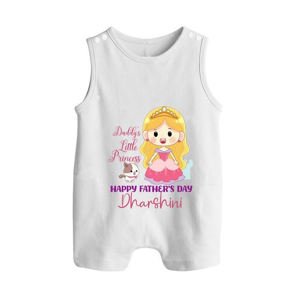 Newborn Romper Suit/Sleeveless Romper | Celebrate First Father's Day Custom Printed Design - WHITE - 0 - 5 Months Old (Chest 18")