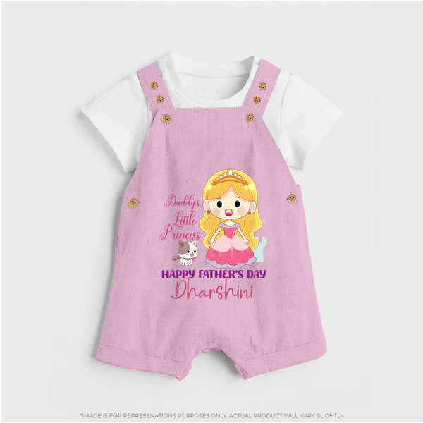 Newborn Dungaree Set | Celebrate First Father's Day Custom Printed Design - BABY PINK - 0 - 5 Months Old (Chest 18")