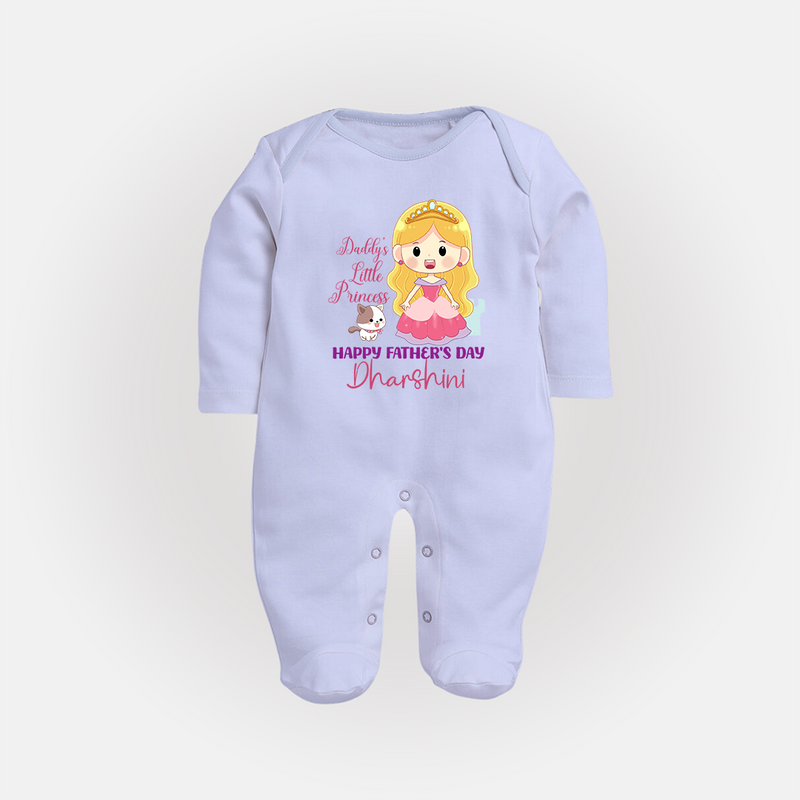 Newborn Full Sleeve Bodysuit/Sleep Suit | Celebrate First Father's Day Custom Printed Design - BABY BLUE - New Born (Chest 7.5")