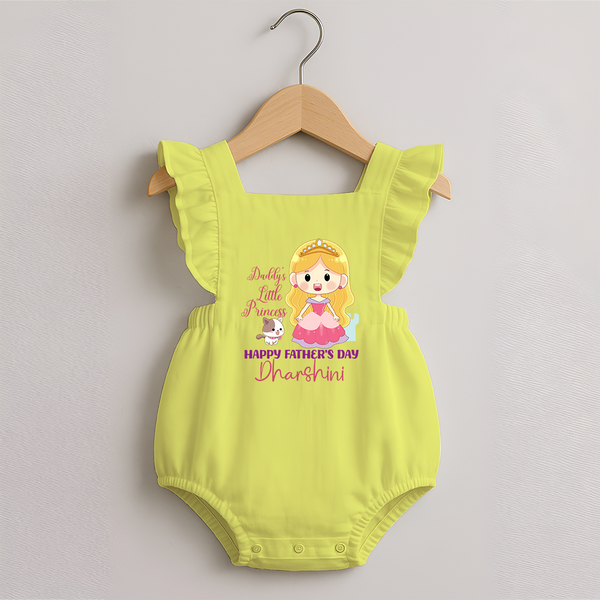 Newborn Romper Frock | Celebrate First Father's Day Custom Printed Design - PASTEL YELLOW - 0 - 3 Months Old (Chest 19")