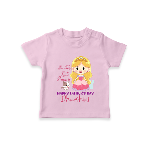 Newborn T-Shirt | Celebrate First Father's Day Custom Printed Design - BABY PINK - 0-5 Months Old (Chest 17")